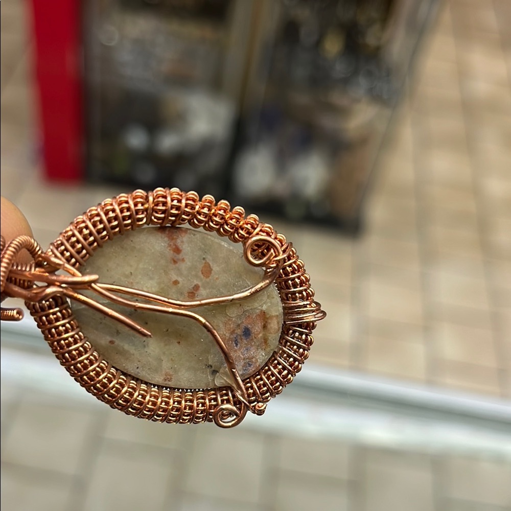 Sodalite stone Copper Wire Wrapped Pendant - Picture 4 of 10